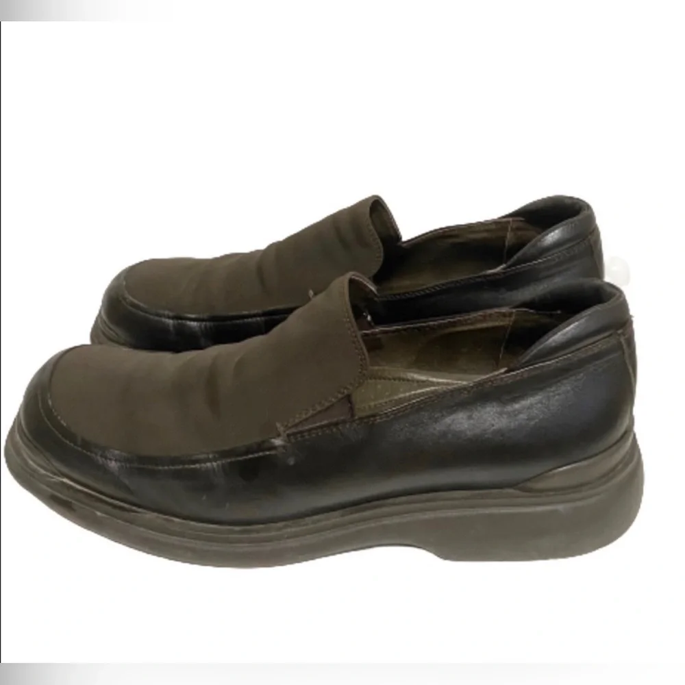 Bacco Bucci Brown Leather Slip On Platform Dress Shoes Casual Made in Italy